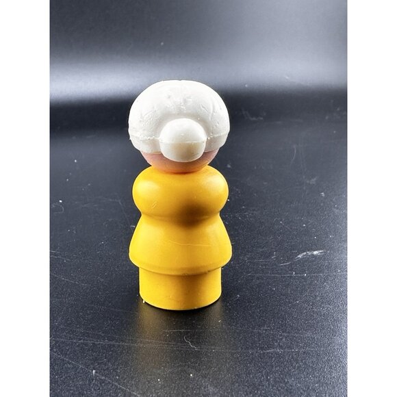 Vtg Little People Lot 2 Blonde Woman Mom Blue White Hair Yellow Grandma Plastic - Picture 9 of 11